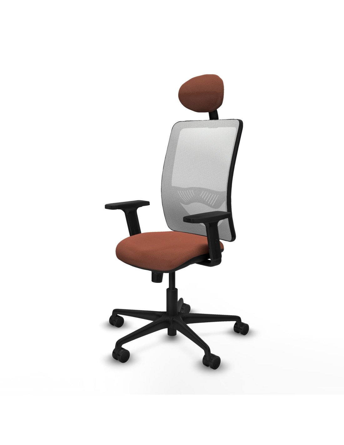 Piqueras y Crespo Zulema sincro malla blanca bali marr?n brazos 2D base nailon cabecero fijo ruedas 65mm nailon