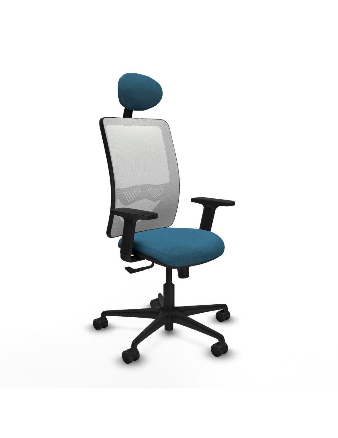 Piqueras y Crespo Zulema sincro malla blanca bali verde petroleo brazos 2D base nailon cabecero fijo ruedas 65mm nailon