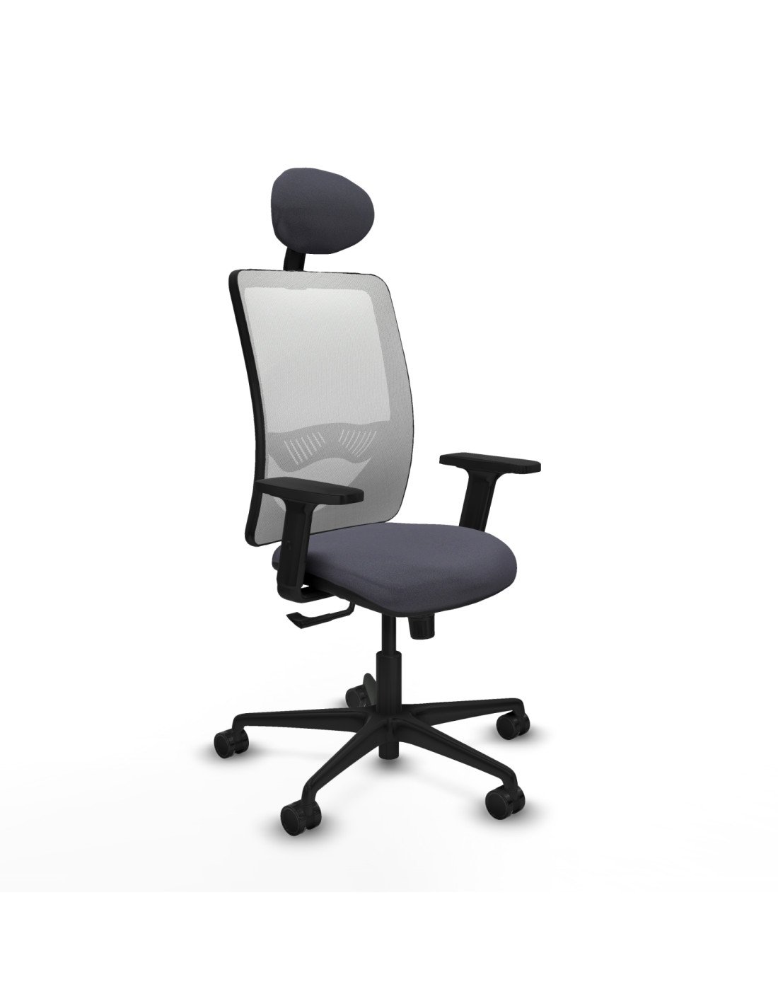 Piqueras y Crespo Zulema sincro malla blanca bali gris oscuro brazos 2D base nailon cabecero fijo ruedas 65mm nailon