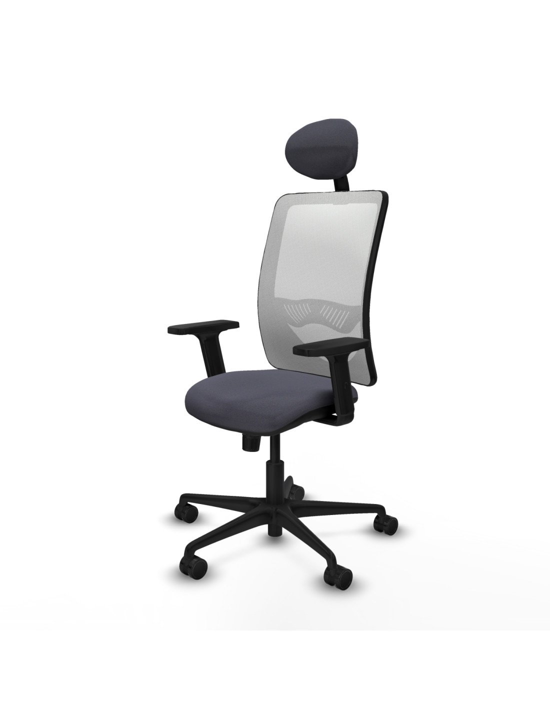 Piqueras y Crespo Zulema sincro malla blanca bali gris oscuro brazos 2D base nailon cabecero fijo ruedas 65mm nailon