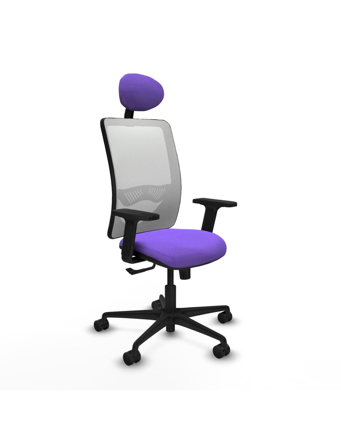 Piqueras y Crespo Zulema sincro malla blanca bali lila brazos 2D base nailon cabecero fijo ruedas 65mm nailon