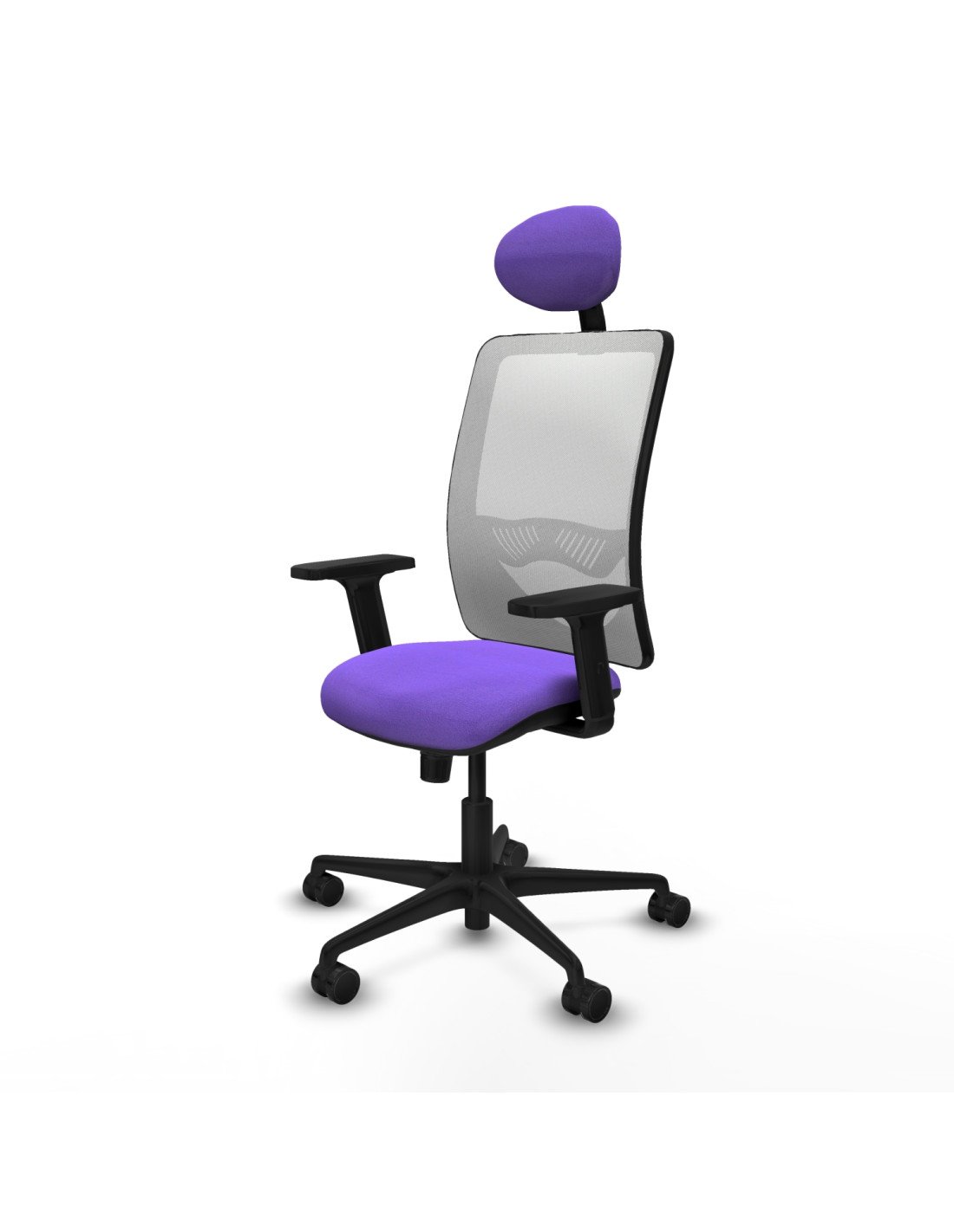 Piqueras y Crespo Zulema sincro malla blanca bali lila brazos 2D base nailon cabecero fijo ruedas 65mm nailon