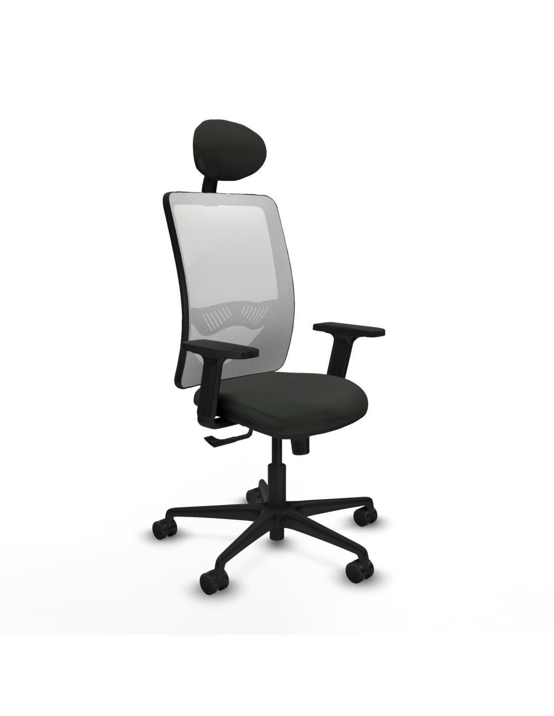 Piqueras y Crespo Zulema sincro malla blanca bali negro brazos 2D base nailon cabecero fijo ruedas 65mm nailon