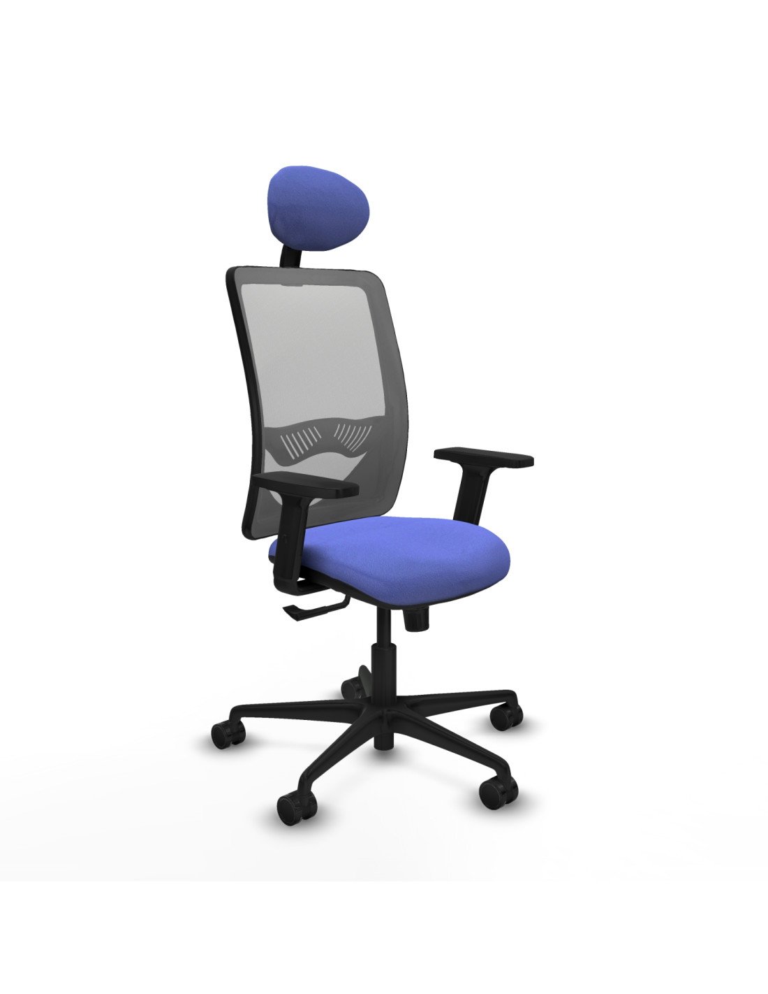 Piqueras y Crespo Zulema sincro malla gris bali azul claro brazos 2D base nailon cabecero fijo ruedas 65mm nailon