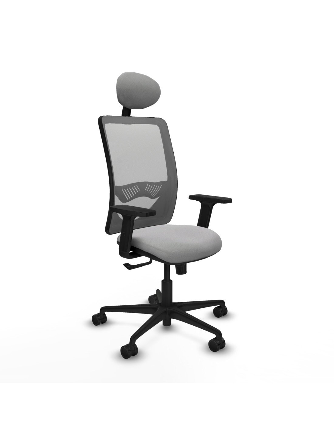 Piqueras y Crespo Zulema sincro malla gris bali gris claro brazos 2D base nailon cabecero fijo ruedas 65mm nailon