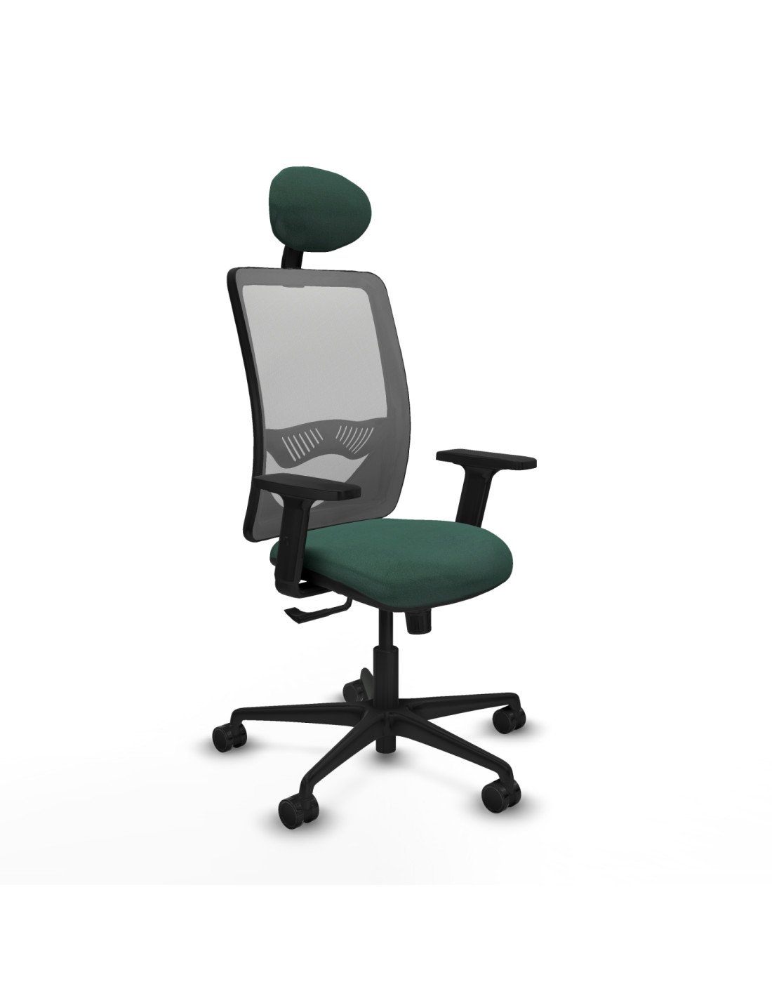 Piqueras y Crespo Zulema sincro malla gris bali verde botella brazos 2D base nailon cabecero fijo ruedas 65mm nailon