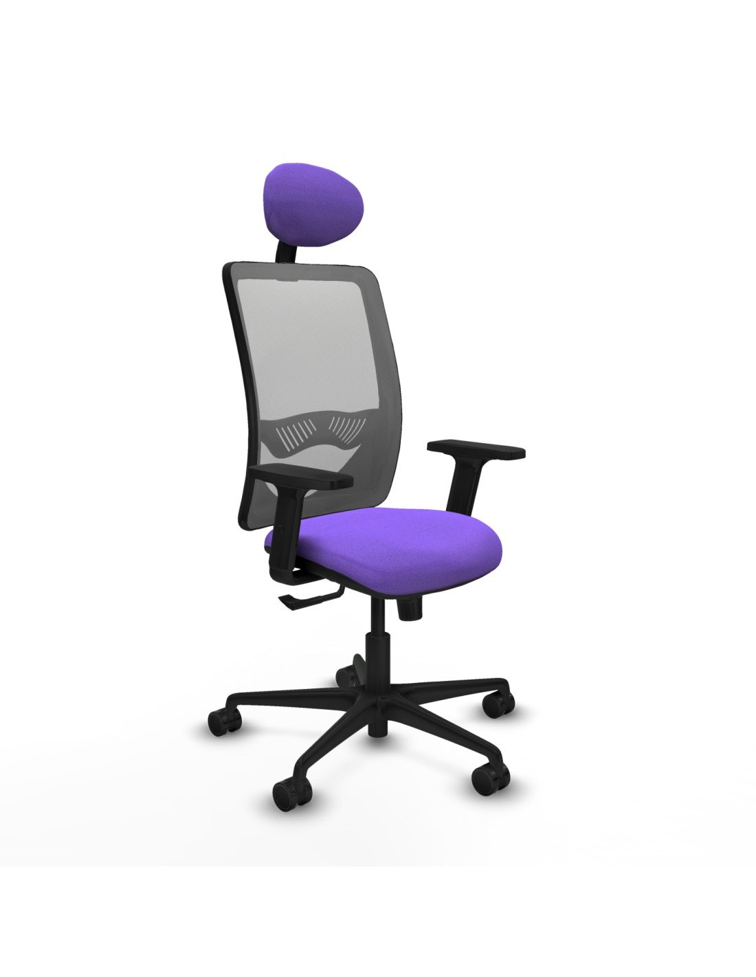 Piqueras y Crespo Zulema sincro malla gris bali lila brazos 2D base nailon cabecero fijo ruedas 65mm nailon