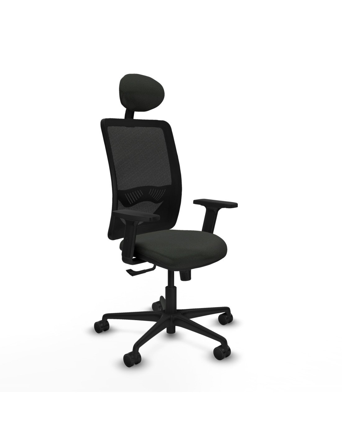 Piqueras y Crespo Zulema sincro malla negra bali negro brazos 2D base nailon cabecero fijo ruedas 65mm nailon