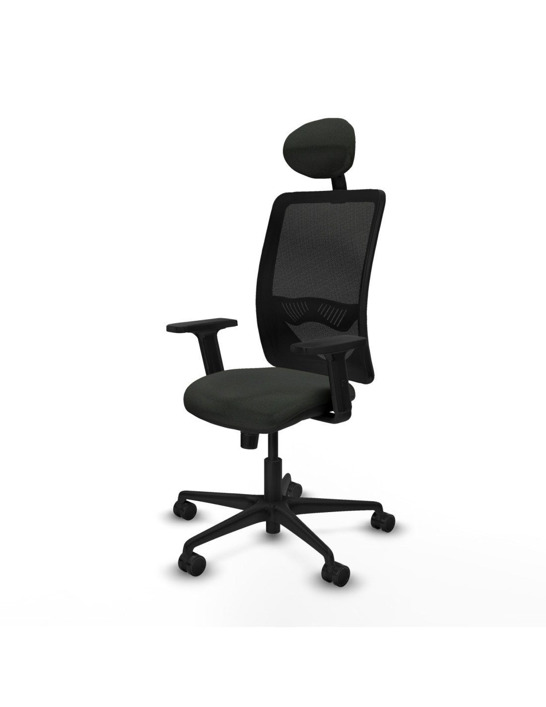 Piqueras y Crespo Zulema sincro malla negra bali negro brazos 2D base nailon cabecero fijo ruedas 65mm nailon