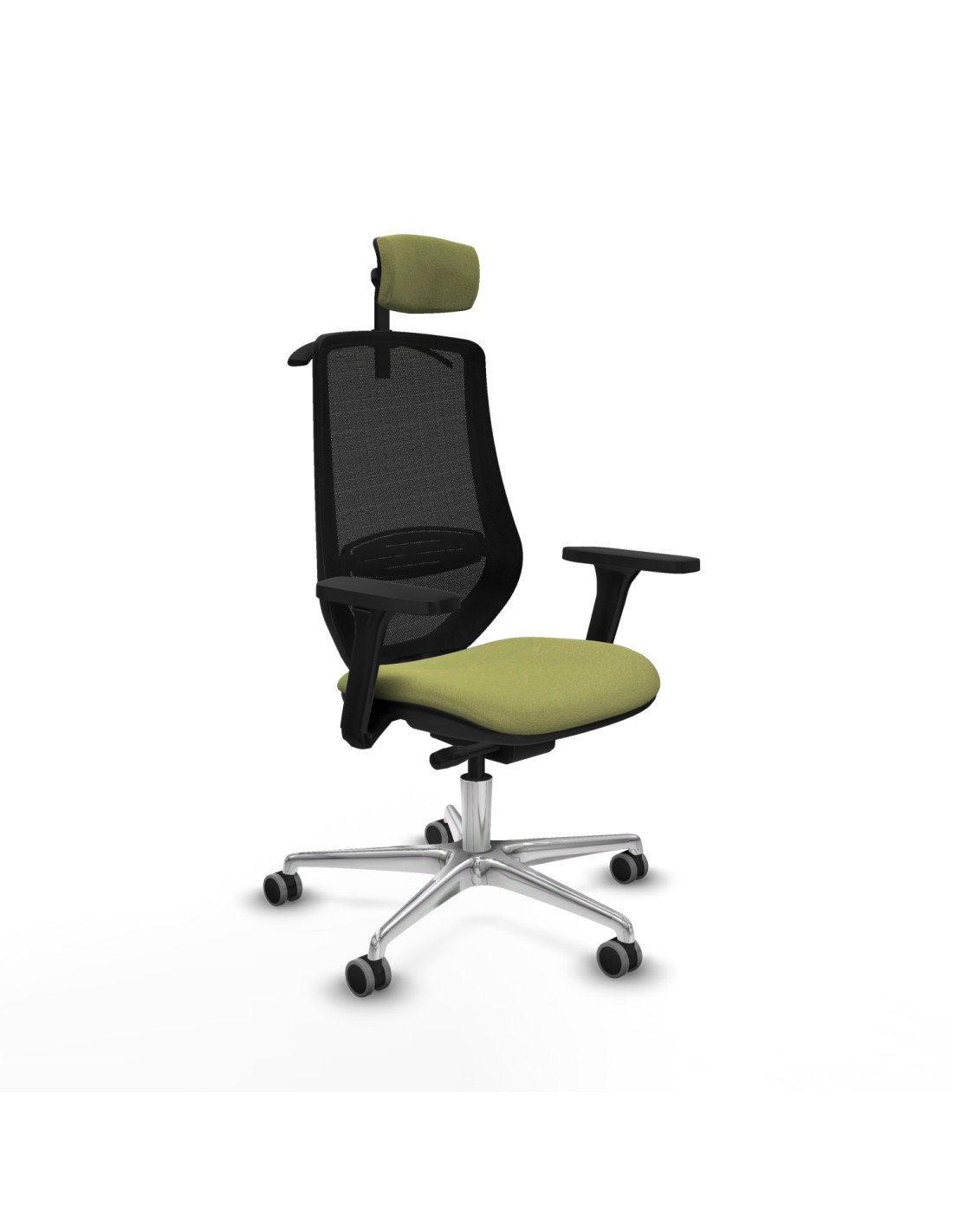 Piqueras y Crespo Mardos traslack bali verde oliva brazos 3D base aluminio ruedas 65mm engomadas cabecero 2D perchero