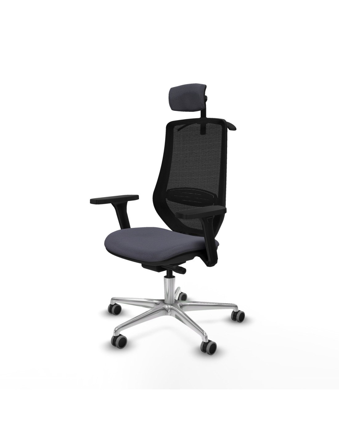 Piqueras y Crespo Mardos traslack bali gris oscuro brazos 3D base aluminio ruedas 65mm engomadas cabecero 2D perchero