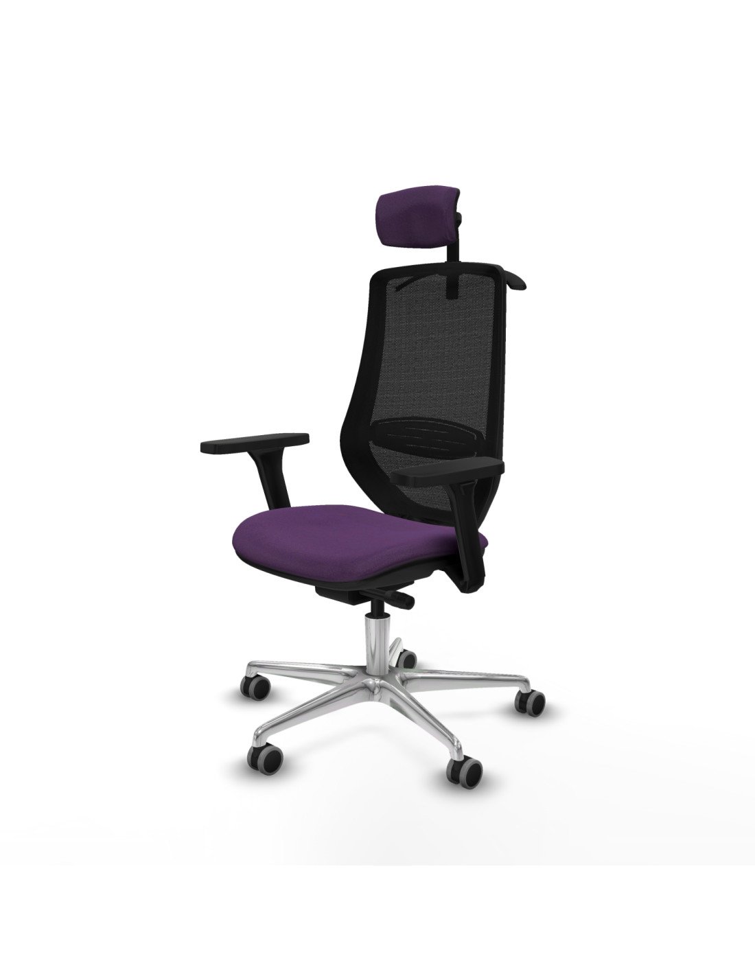 Piqueras y Crespo Mardos traslack bali morado brazos 3D base aluminio ruedas 65mm engomadas cabecero 2D perchero