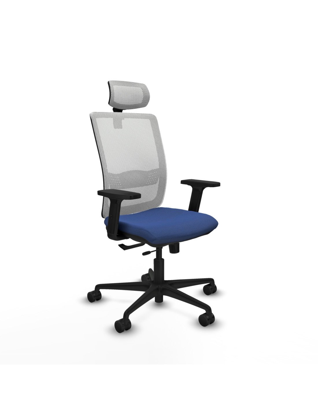 Piqueras y Crespo Haches traslack malla blanca bali azul marino brazos 2D base nailon cabecero malla 2D ruedas 65mm nailon