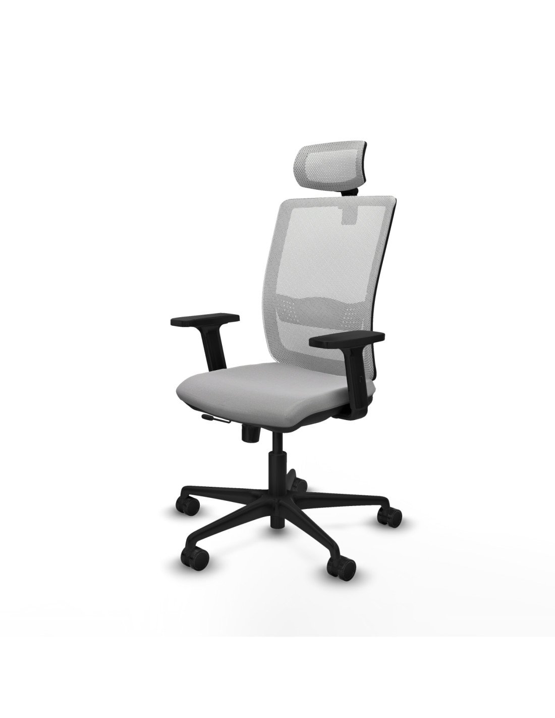 Piqueras y Crespo Haches traslack malla blanca bali gris claro brazos 2D base nailon cabecero malla 2D ruedas 65mm nailon