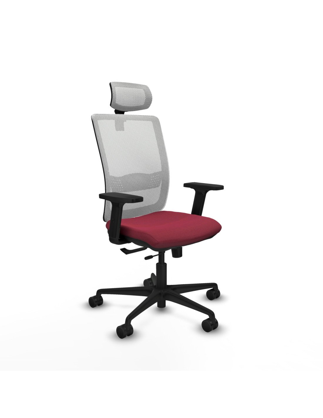 Piqueras y Crespo Haches traslack malla blanca bali granate brazos 2D base nailon cabecero malla 2D ruedas 65mm nailon