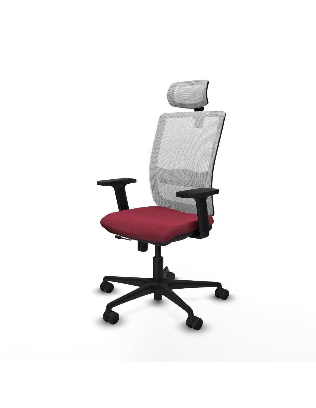 Piqueras y Crespo Haches traslack malla blanca bali granate brazos 2D base nailon cabecero malla 2D ruedas 65mm nailon