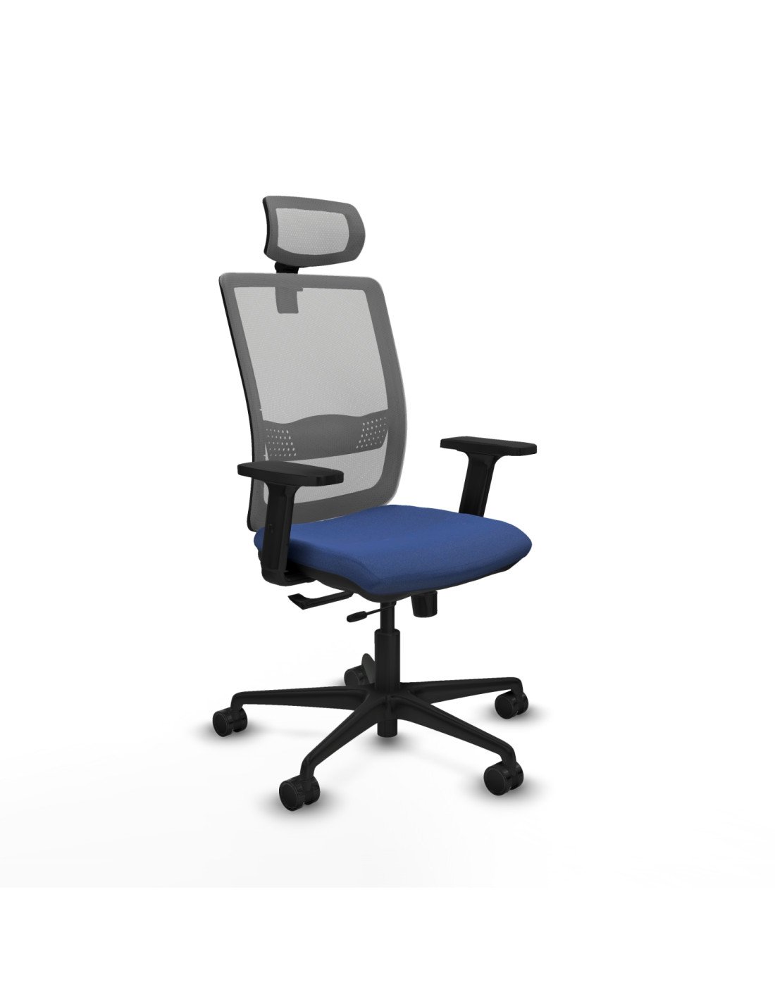 Piqueras y Crespo Haches traslack malla gris bali azul marino brazos 2D base nailon cabecero malla 2D ruedas 65mm nailon