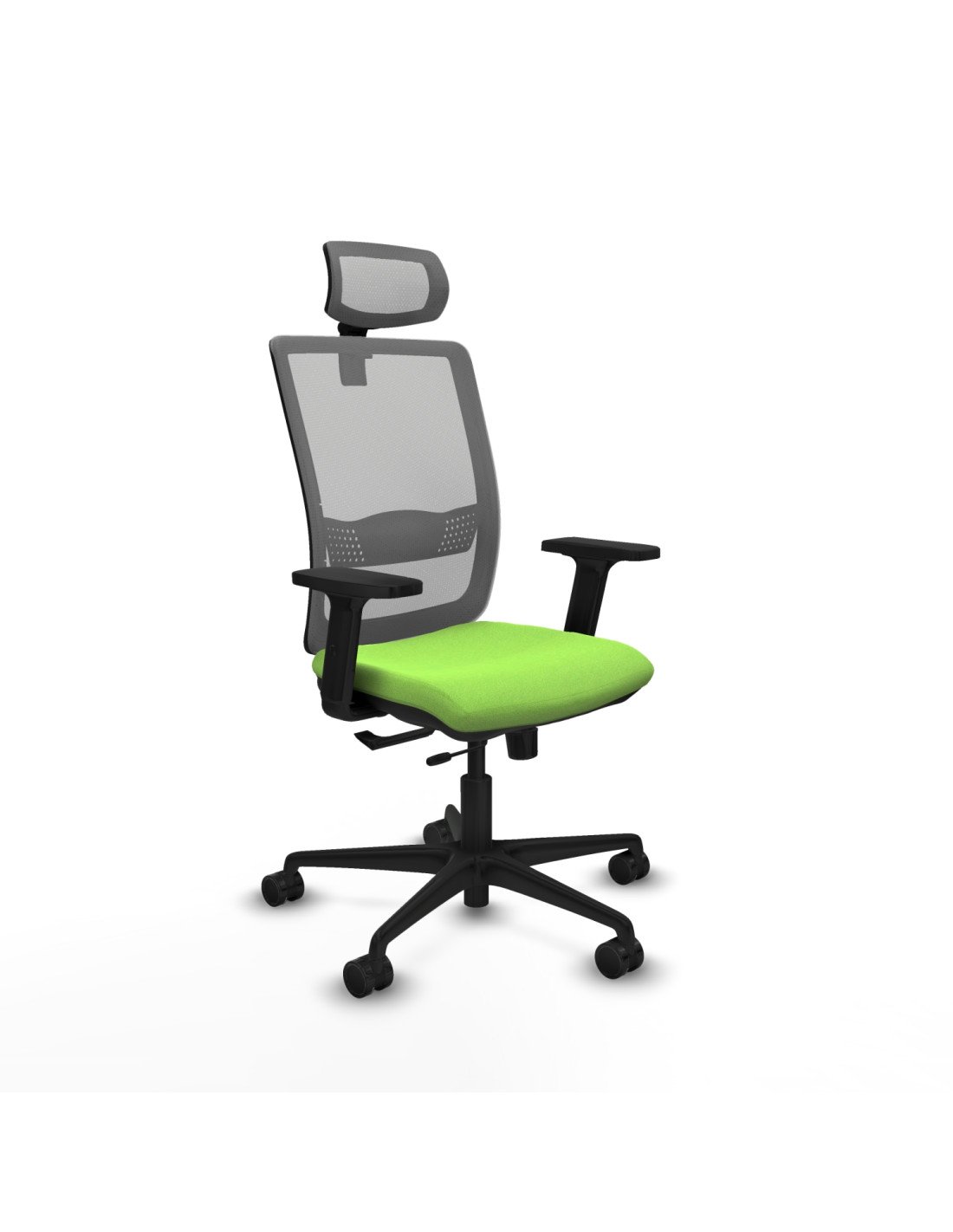 Piqueras y Crespo Haches traslack malla gris bali pistacho brazos 2D base nailon cabecero malla 2D ruedas 65mm nailon