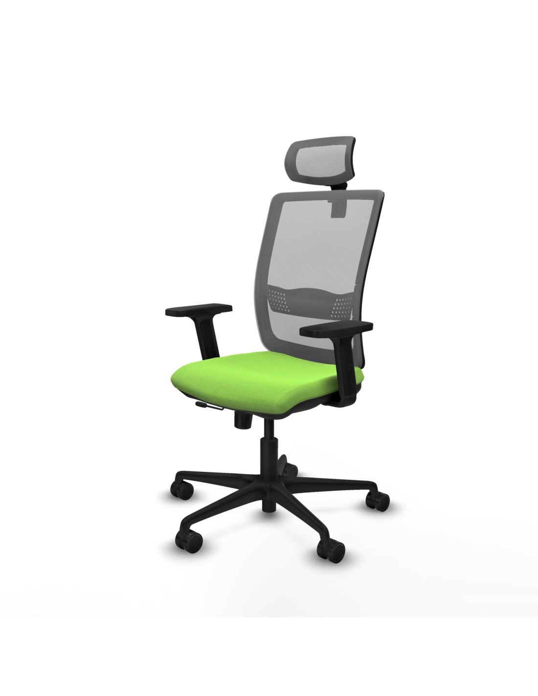 Piqueras y Crespo Haches traslack malla gris bali pistacho brazos 2D base nailon cabecero malla 2D ruedas 65mm nailon