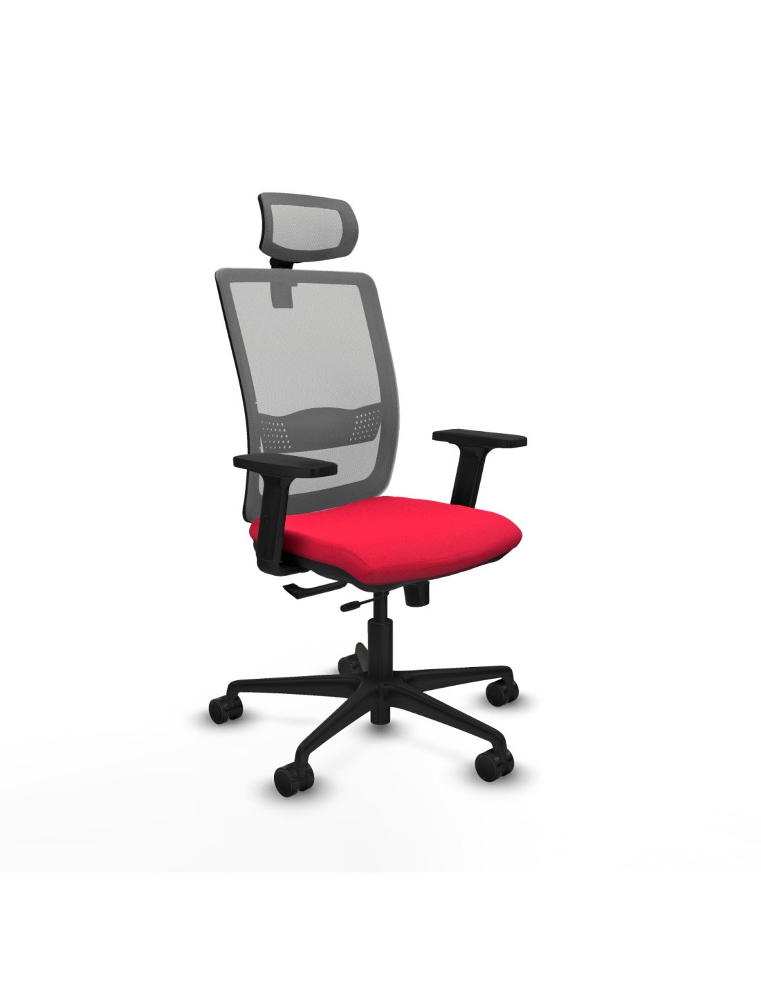 Piqueras y Crespo Haches traslack malla gris bali rojo brazos 2D base nailon cabecero malla 2D ruedas 65mm nailon