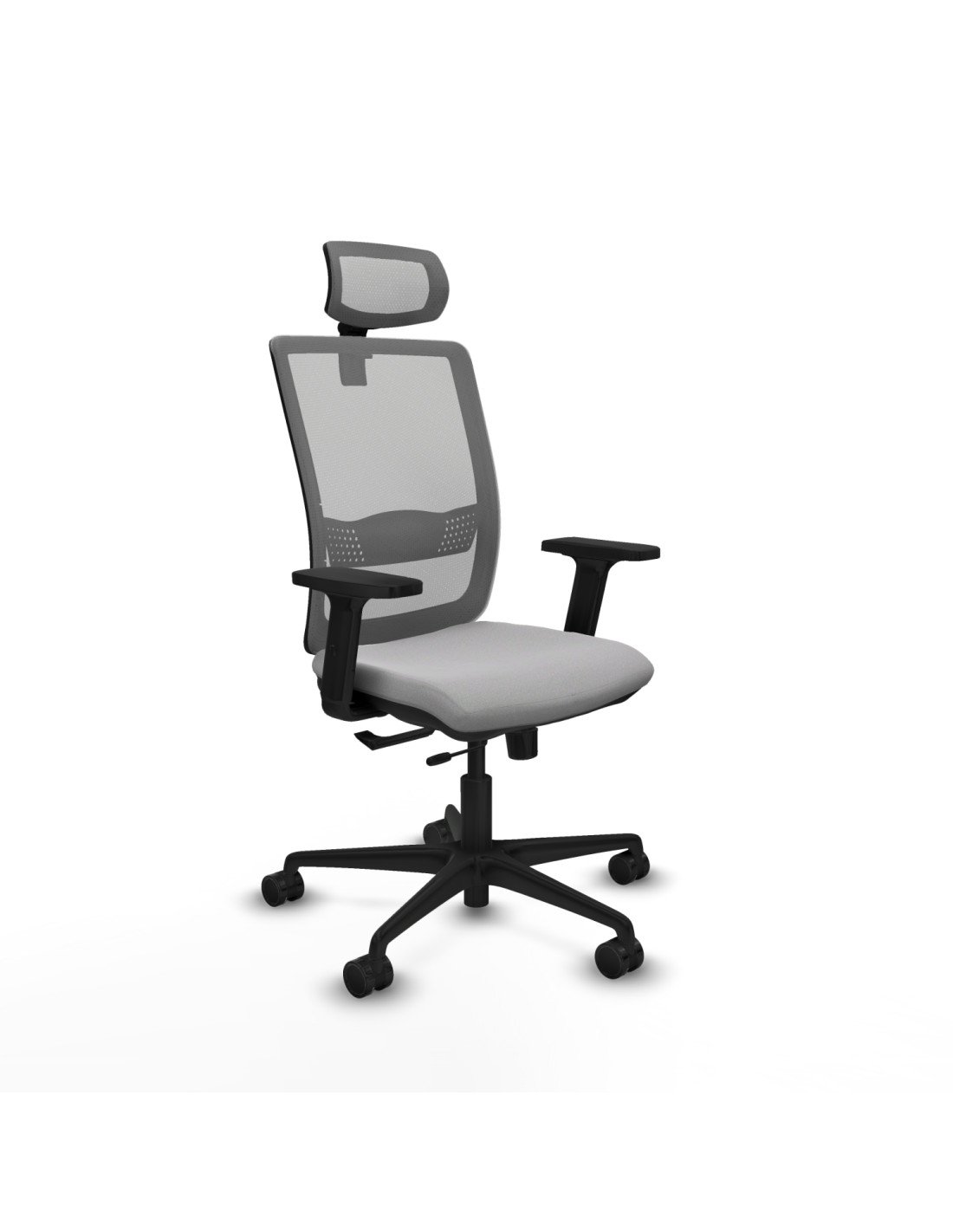 Piqueras y Crespo Haches traslack malla gris bali gris claro brazos 2D base nailon cabecero malla 2D ruedas 65mm nailon