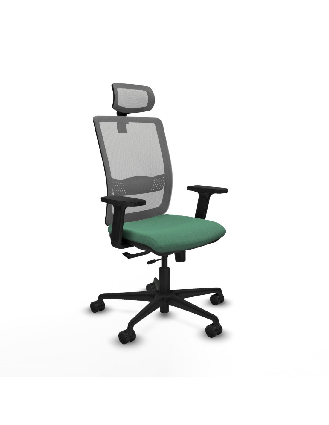 Piqueras y Crespo Haches traslack malla gris bali verde esmeralda brazos 2D base nailon cabecero malla 2D ruedas 65mm nailon