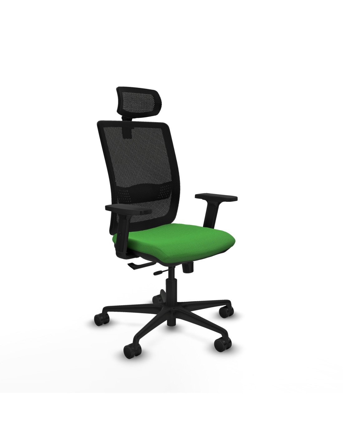 Piqueras y Crespo Haches traslack malla negra bali verde brazos 2D base nailon cabecero malla 2D ruedas 65mm nailon