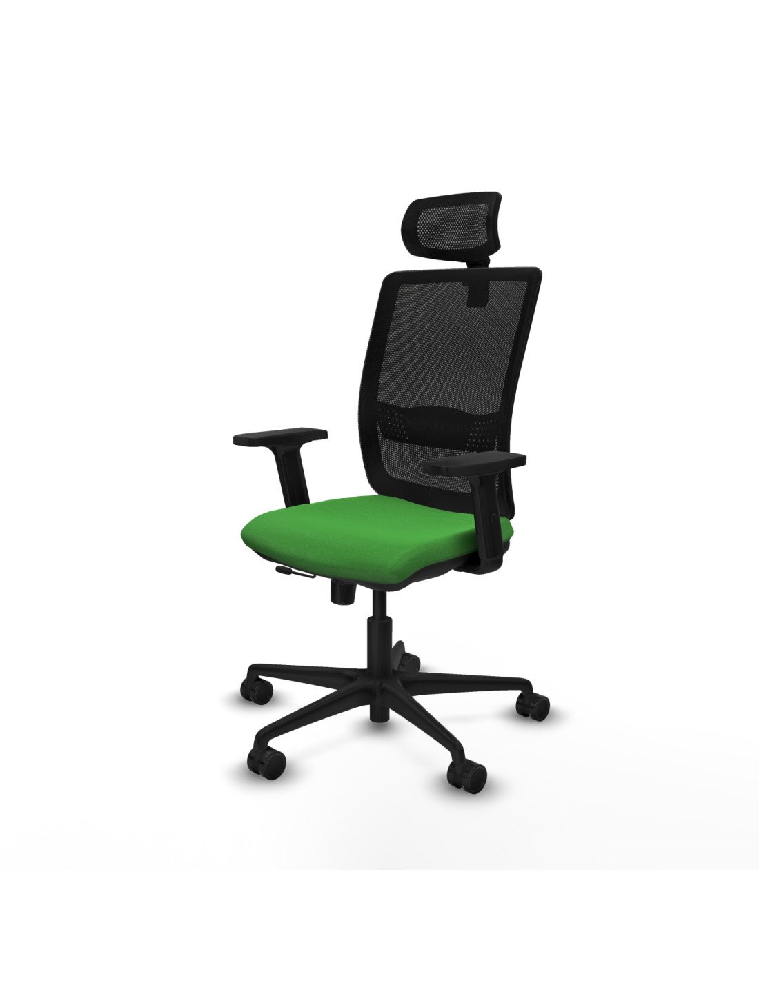 Piqueras y Crespo Haches traslack malla negra bali verde brazos 2D base nailon cabecero malla 2D ruedas 65mm nailon