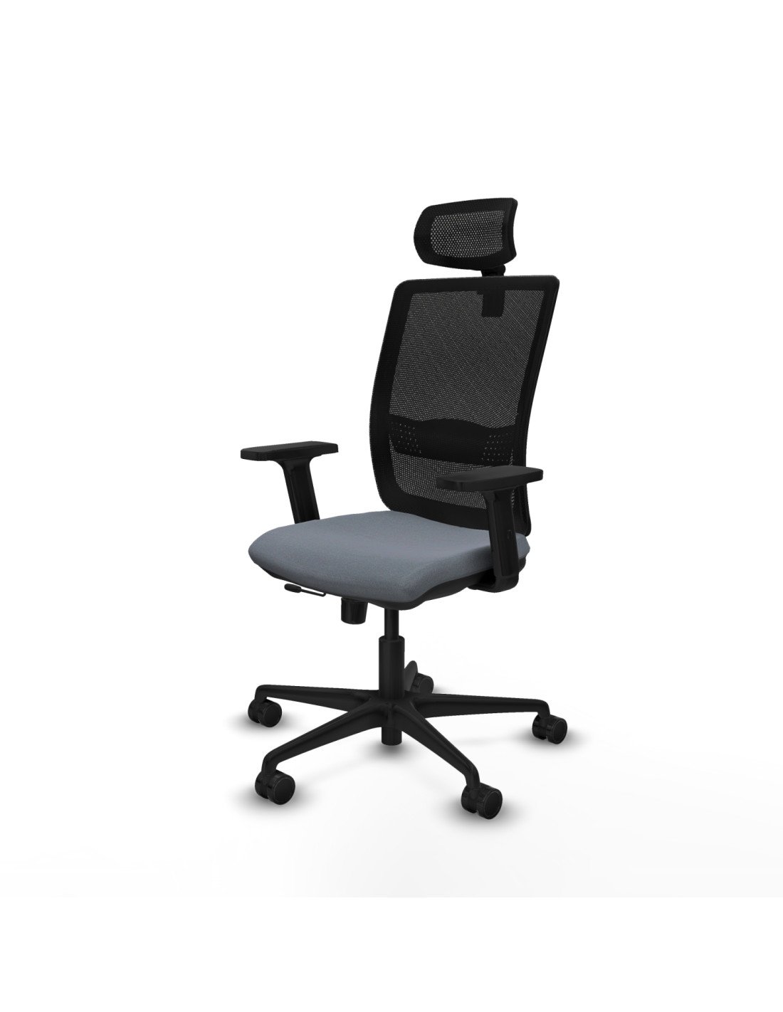 Piqueras y Crespo Haches traslack malla negra bali gris brazos 2D base nailon cabecero malla 2D ruedas 65mm nailon