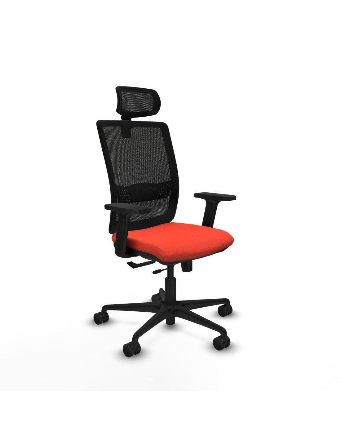 Piqueras y Crespo Haches traslack malla negra bali naranja oscuro brazos 2D base nailon cabecero malla 2D ruedas 65mm nailon