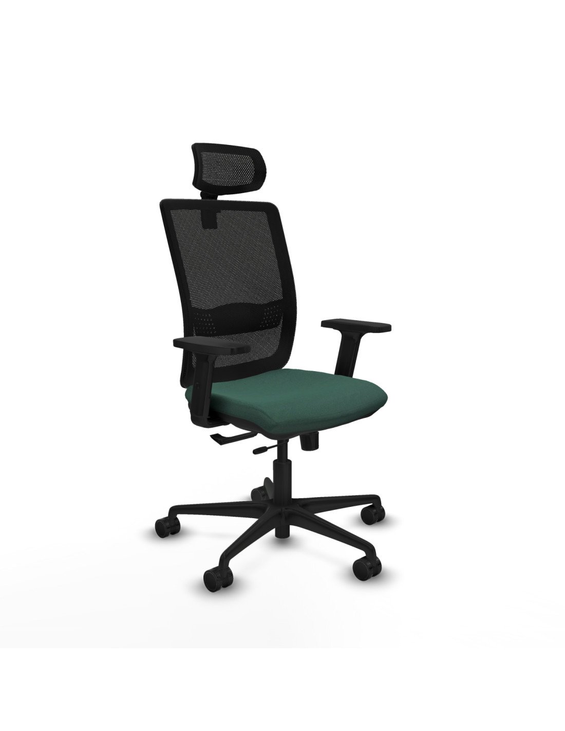 Piqueras y Crespo Haches traslack malla negra bali verde botella brazos 2D base nailon cabecero malla 2D ruedas 65mm nailon