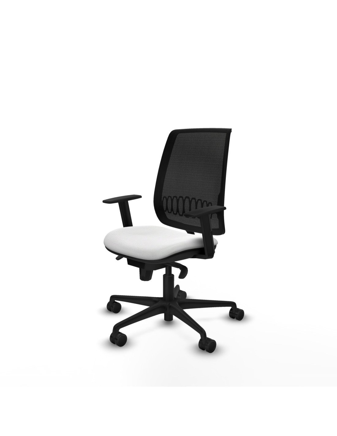 Piqueras y Crespo Alares sincro malla negra bali blanco brazos 1D base nailon  ruedas 65 mm nailon