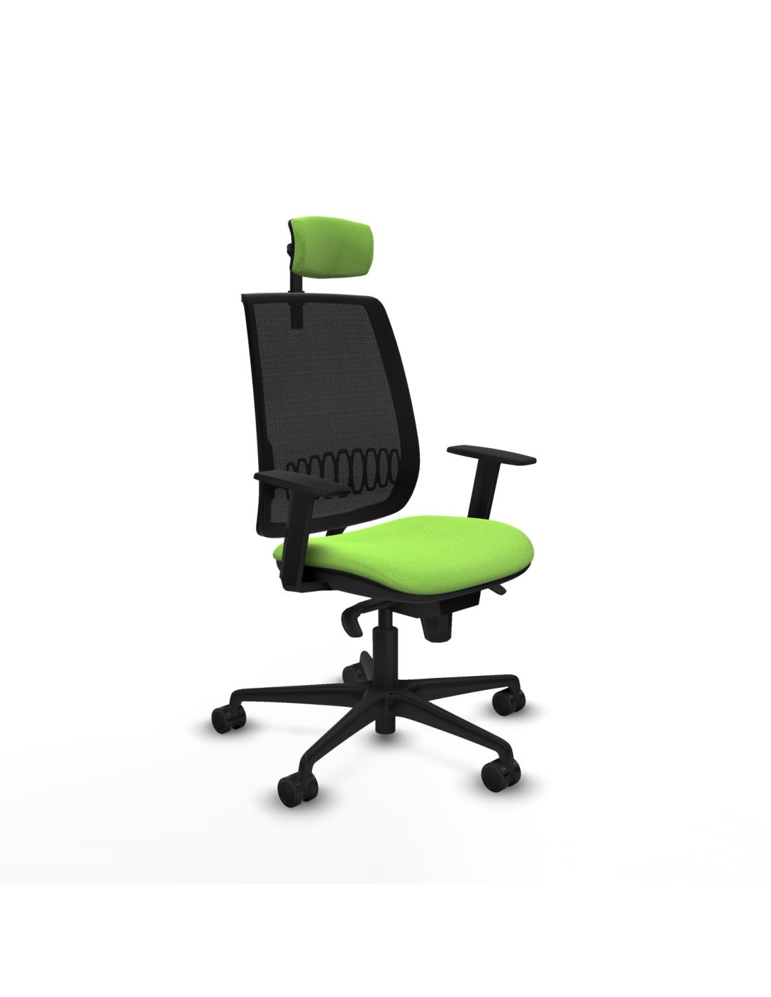 Piqueras y Crespo Alares sincro malla negra bali pistacho brazos 1D base nailon cabecero 2D ruedas 65 mm nailon