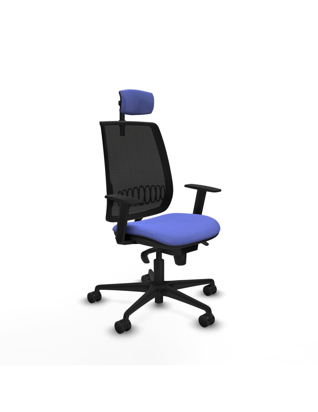 Piqueras y Crespo Alares sincro malla negra bali azul claro brazos 1D base nailon cabecero 2D ruedas 65 mm nailon