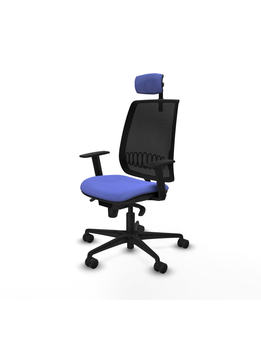 Piqueras y Crespo Alares sincro malla negra bali azul claro brazos 1D base nailon cabecero 2D ruedas 65 mm nailon