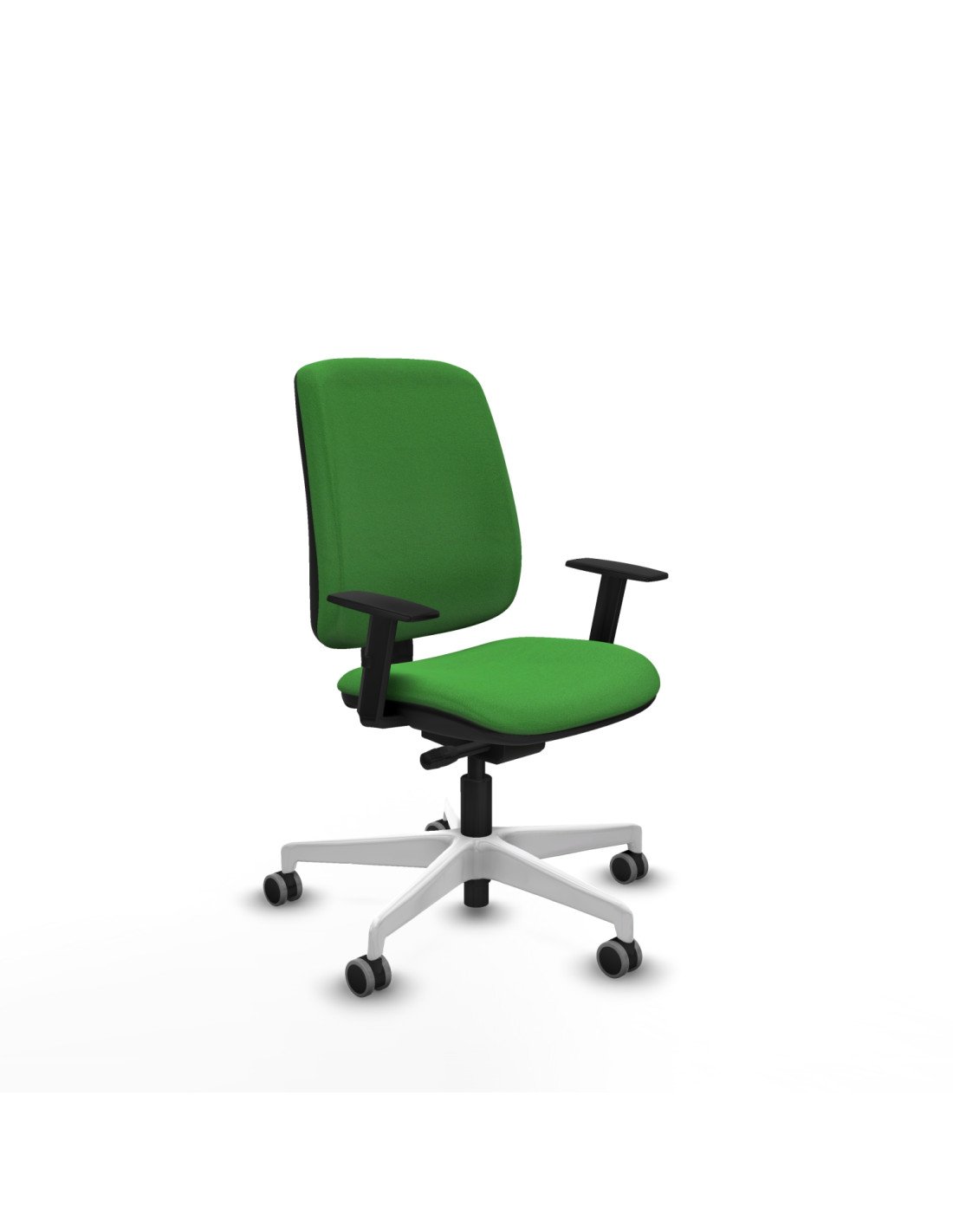 Piqueras y Crespo Alares tapizada traslack bali verde brazos 1D base blanca ruedas 65mm engomadas