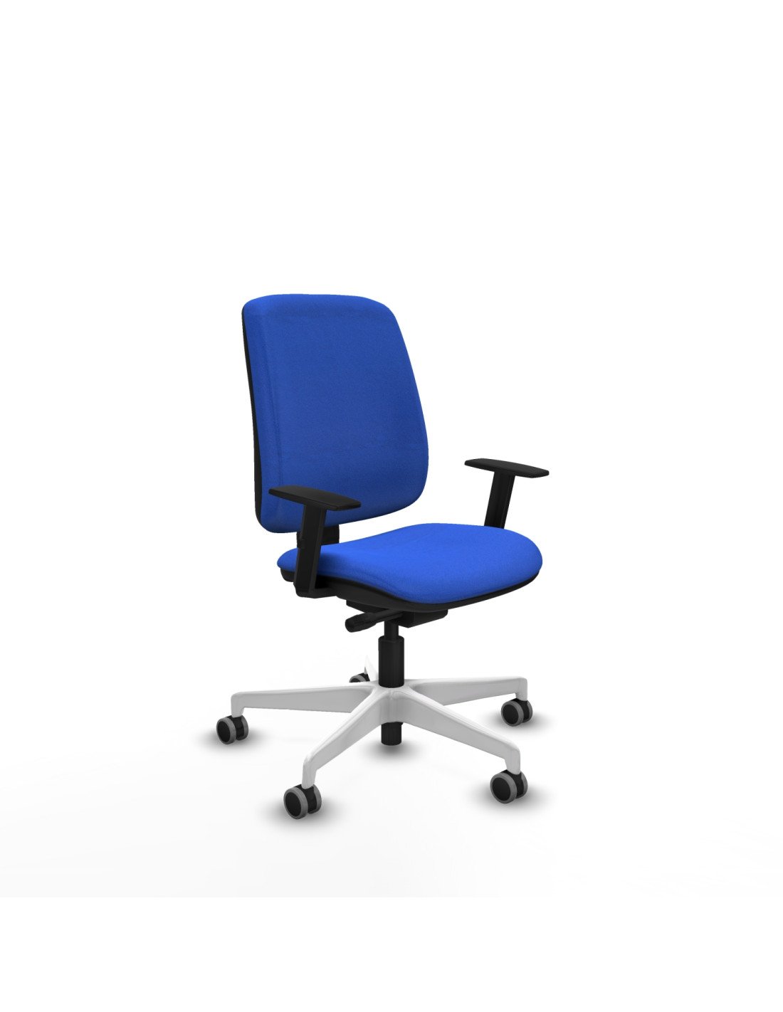 Piqueras y Crespo Alares tapizada traslack bali azul brazos 1D base blanca ruedas 65mm engomadas