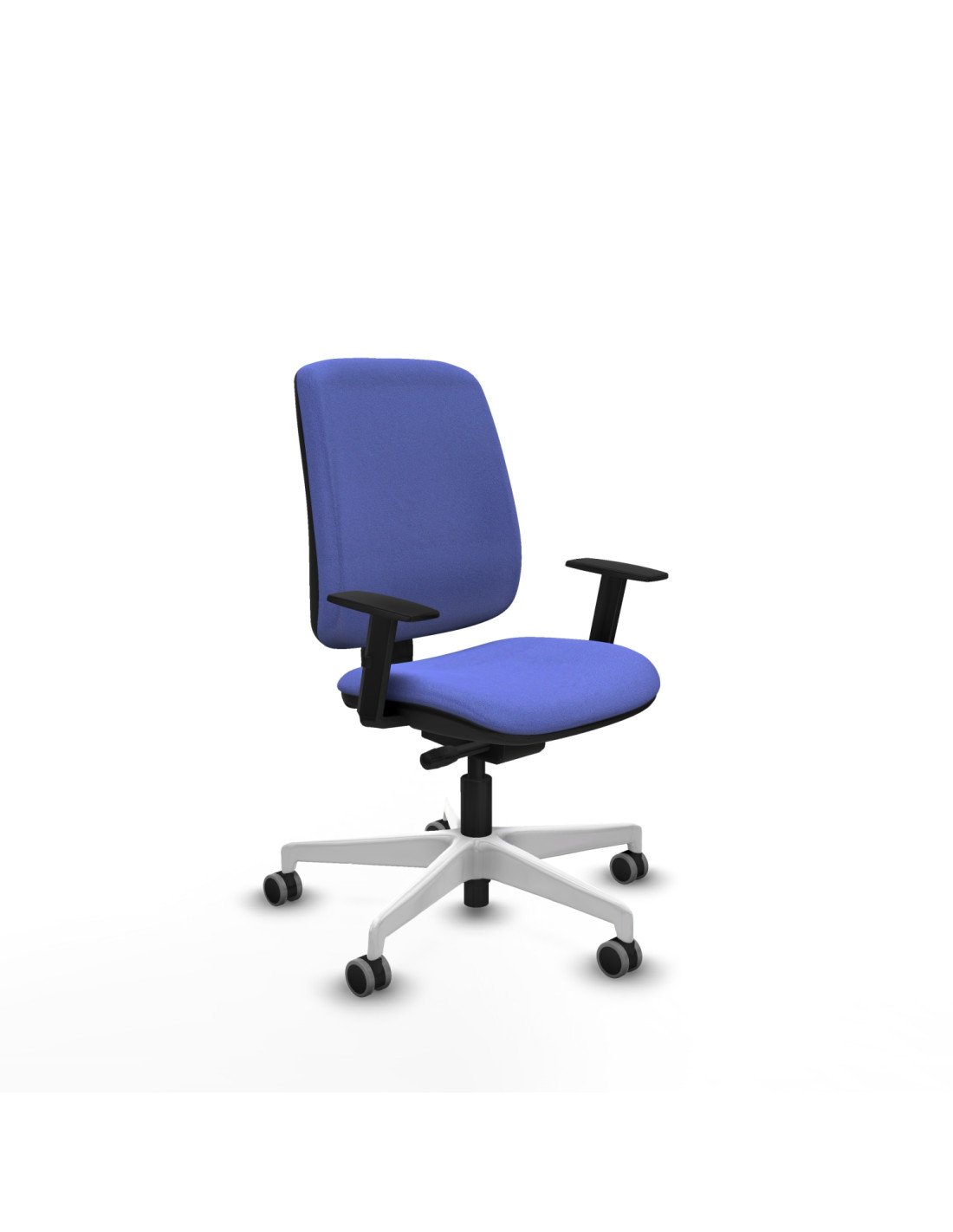 Piqueras y Crespo Alares tapizada traslack bali azul claro brazos 1D base blanca ruedas 65mm engomadas