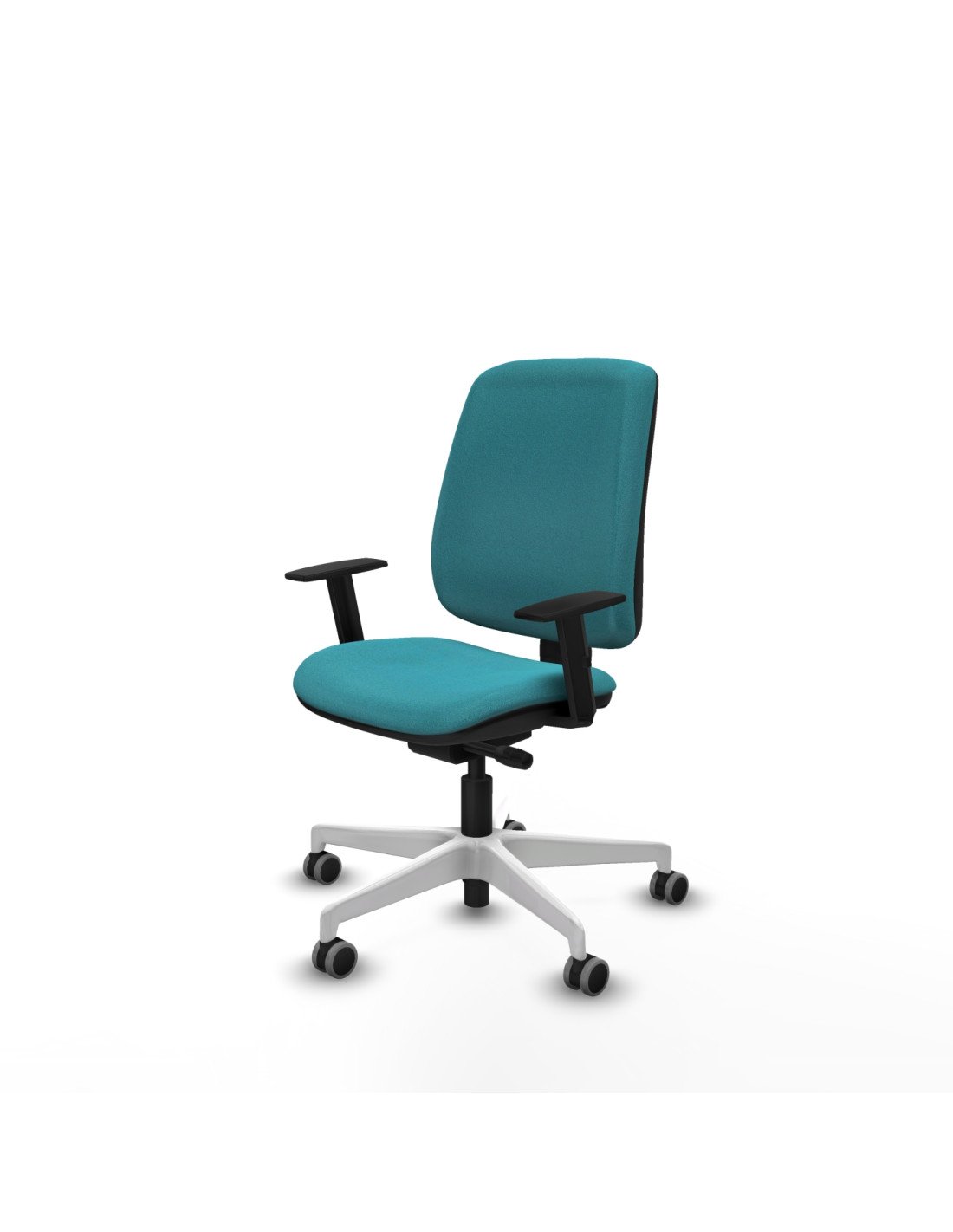 Piqueras y Crespo Alares tapizada traslack bali turquesa brazos 1D base blanca ruedas 65mm engomadas