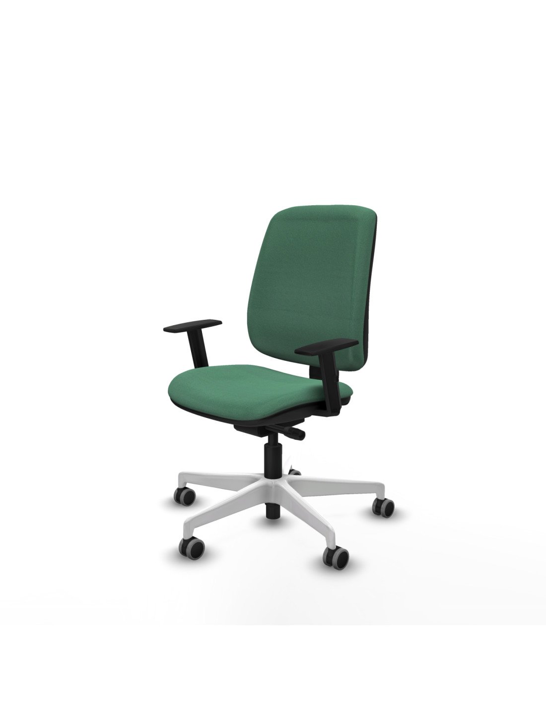 Piqueras y Crespo Alares tapizada traslack bali verde esmeralda brazos 1D base blanca ruedas 65mm engomadas