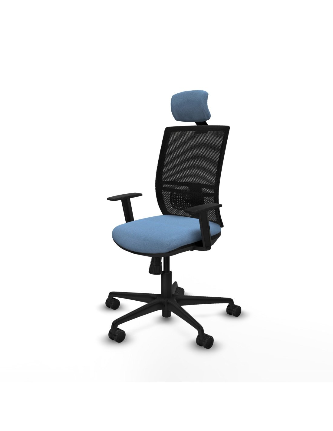 Piqueras y Crespo Yunquera sincro malla negra bali azul cielo brazos 1D base nailon cabecero 1D ruedas 65mm nailon