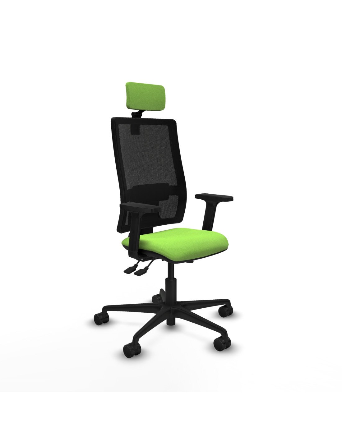 Piqueras y Crespo Bormate asincro malla negra bali pistacho brazos 2D base nailon cabecero 2D ruedas 65mm nailon