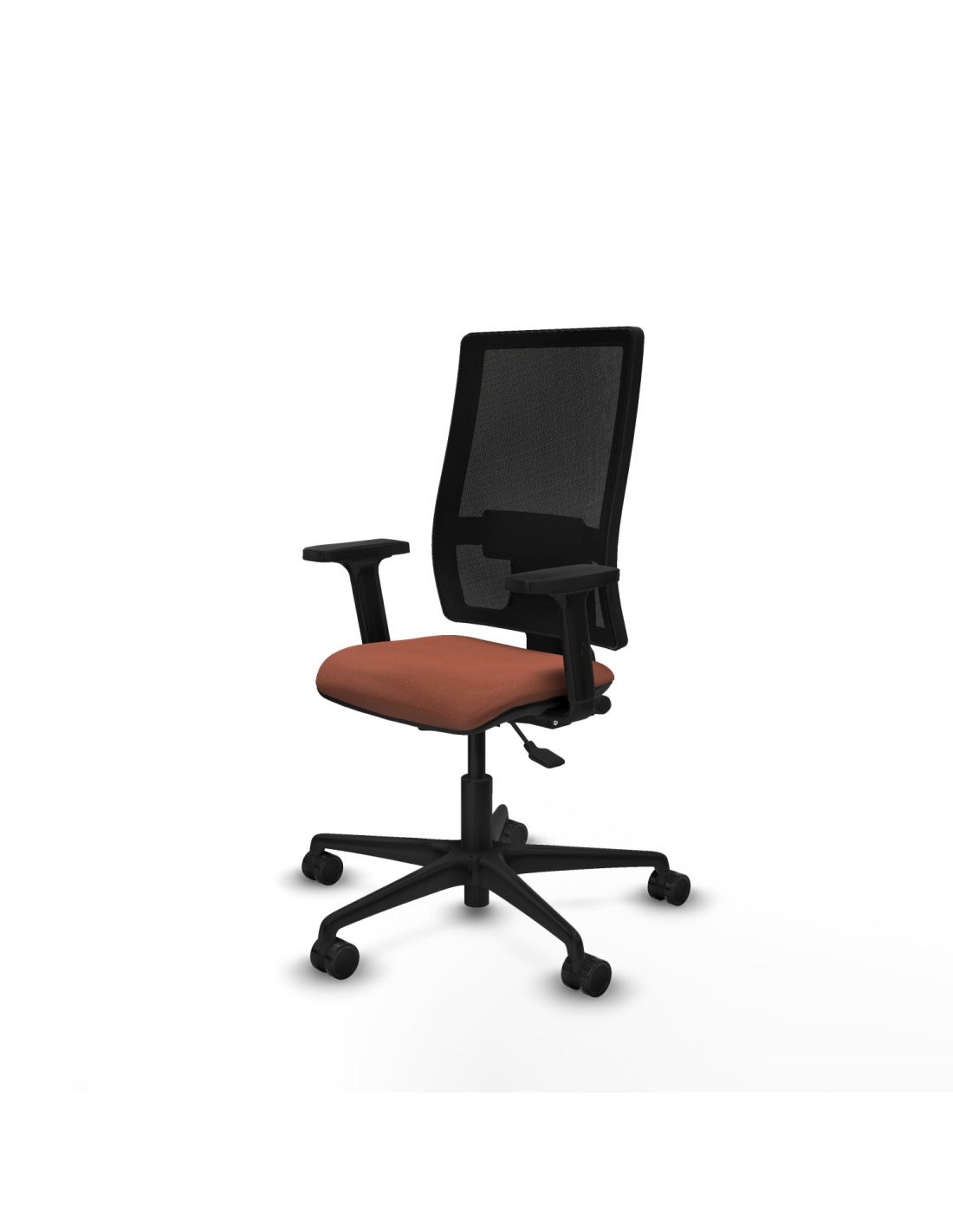 Piqueras y Crespo Bormate asincro malla negra bali marr?n brazos 2D base nailon  ruedas 65mm nailon