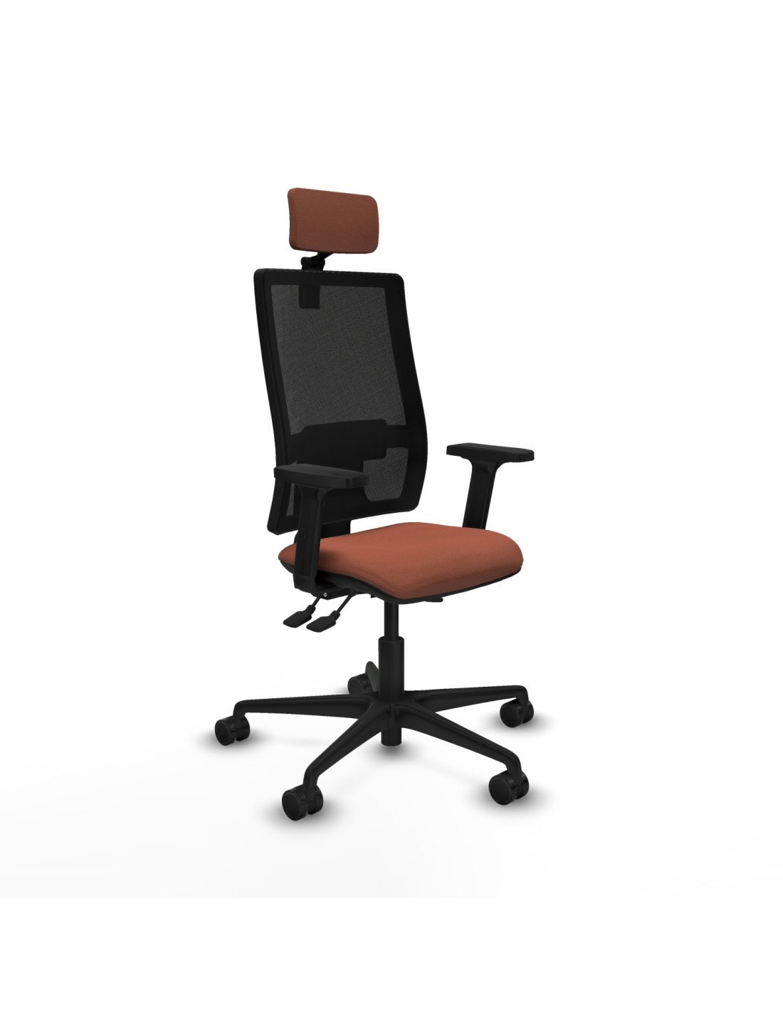 Piqueras y Crespo Bormate asincro malla negra bali marr?n brazos 2D base nailon cabecero 2D ruedas 65mm nailon