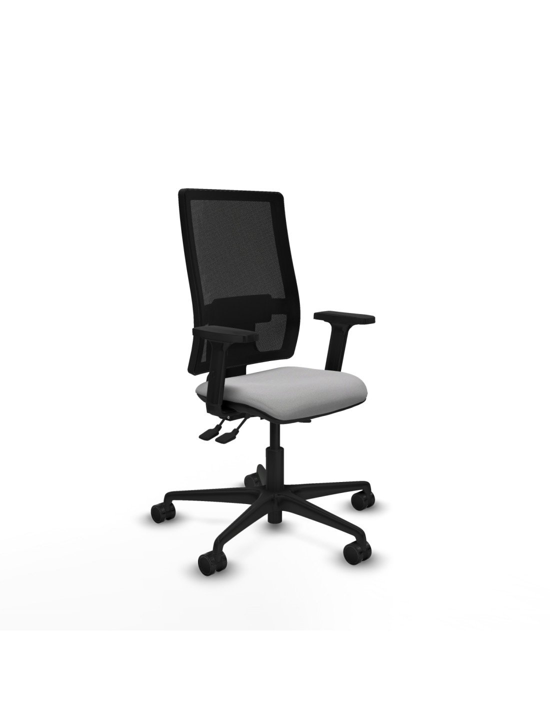 Piqueras y Crespo Bormate asincro malla negra bali gris claro brazos 2D base nailon  ruedas 65mm nailon