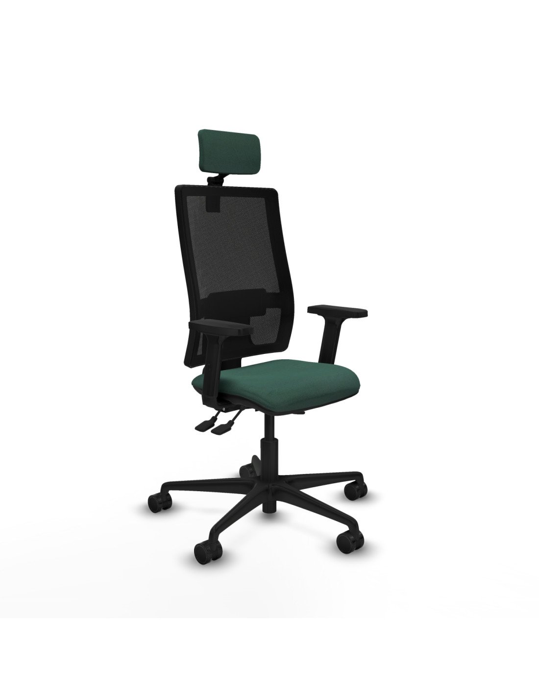 Piqueras y Crespo Bormate asincro malla negra bali verde botella brazos 2D base nailon cabecero 2D ruedas 65mm nailon