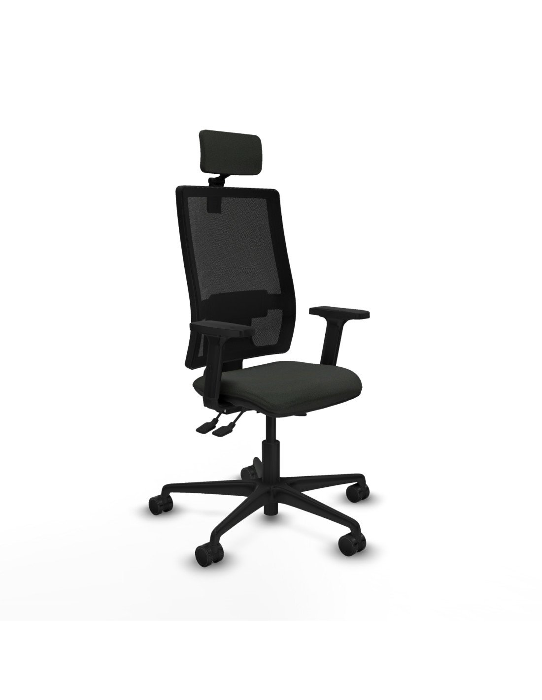 Piqueras y Crespo Bormate asincro malla negra bali negro brazos 2D base nailon cabecero 2D ruedas 65mm nailon