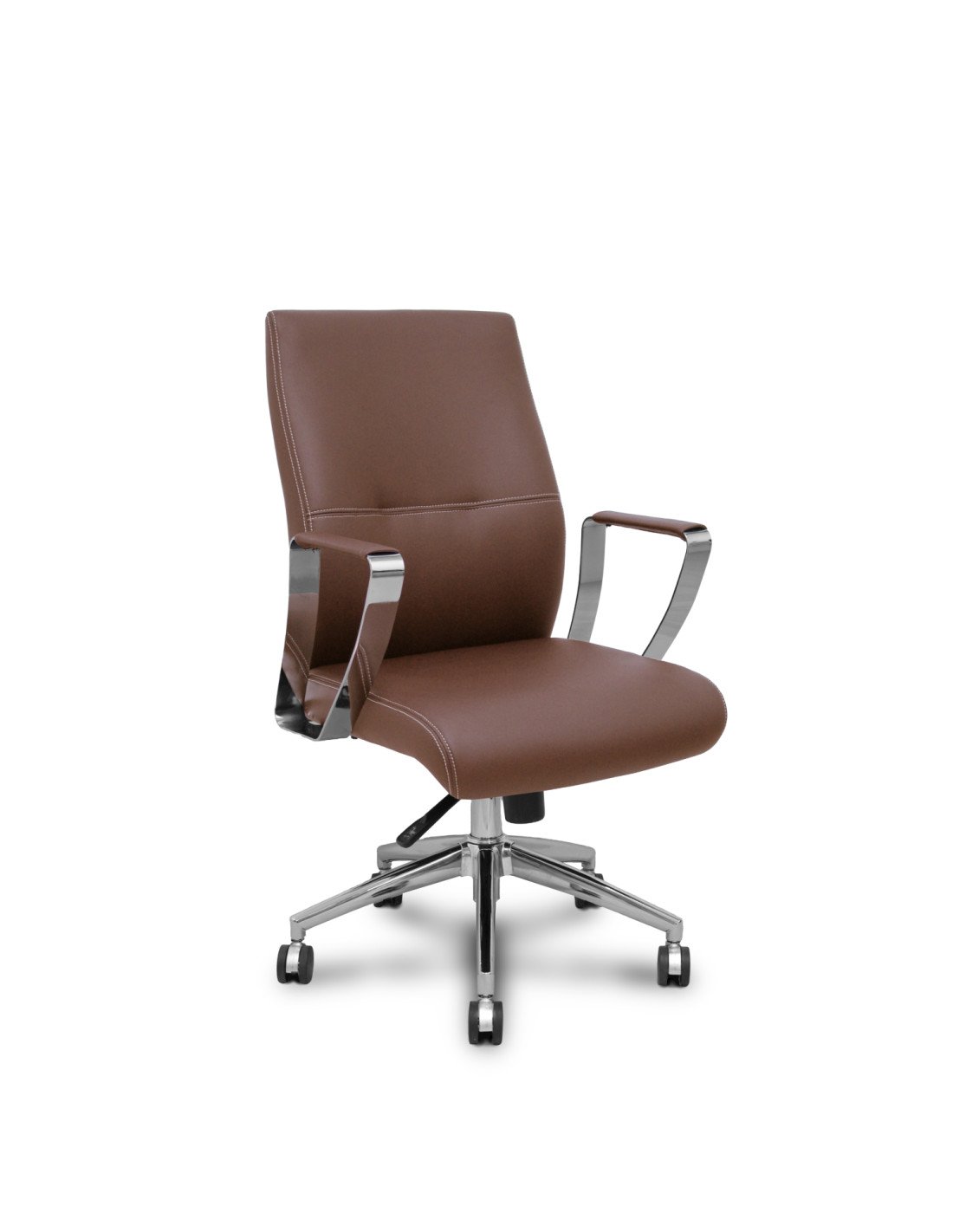 Piqueras y Crespo Sill?n confidente Ergo540CS sincro similpiel marron base cromo ruedas cromadas