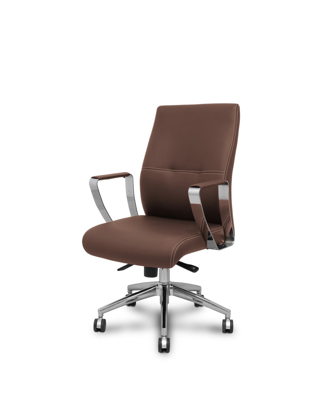 Piqueras y Crespo Sill?n confidente Ergo540CS sincro similpiel marron base cromo ruedas cromadas