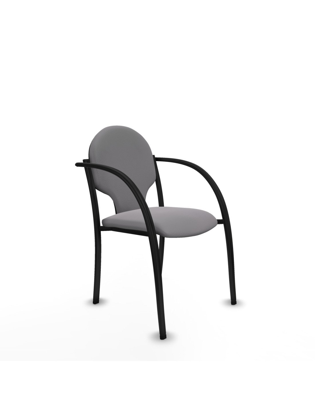 Piqueras y Crespo Pack 2 sillas Hell?n chasis 4 patas negro similpiel gris